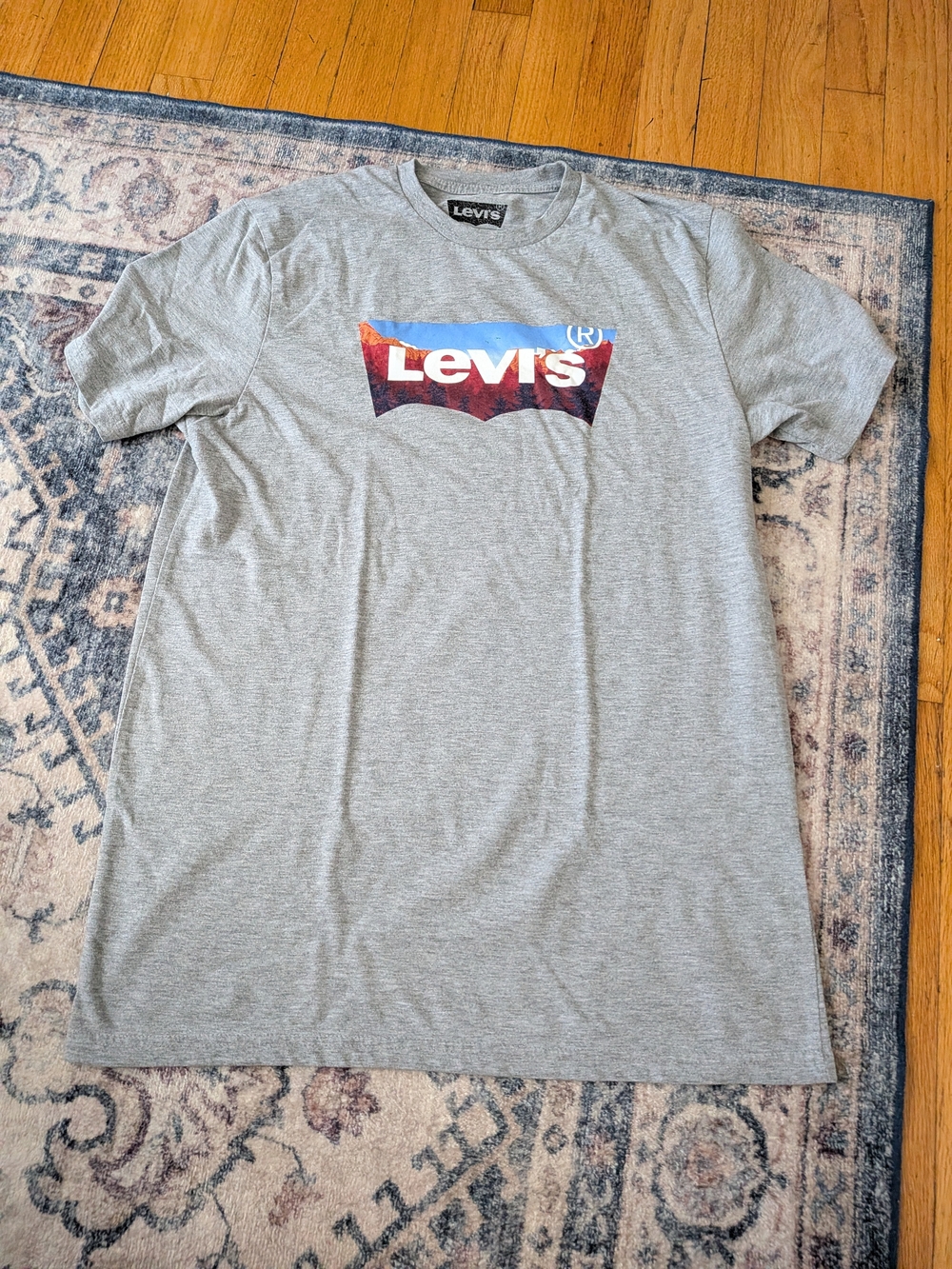 Levi's Gray Short Sleeve Logo Tee with Multicolor Print